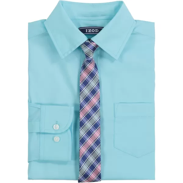 IZOD Boys' Little Long Sleeve Button-Down Collared Dress Shirt with Tie and Chest Pocket