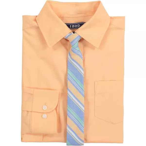 IZOD Boys' Little Long Sleeve Button-Down Collared Dress Shirt with Tie and Chest Pocket