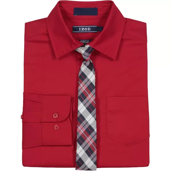 IZOD Boys' Little Long Sleeve Button-Down Collared Dress Shirt with Tie and Chest Pocket