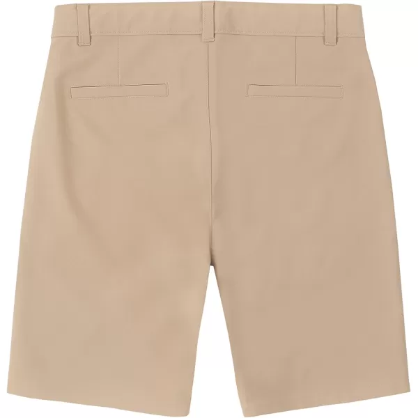 IZOD Boys' School Uniform Flat Front Khaki Shorts, Moisture Wicking Performance Fabric, Wrinkle &amp; Fade Resistant