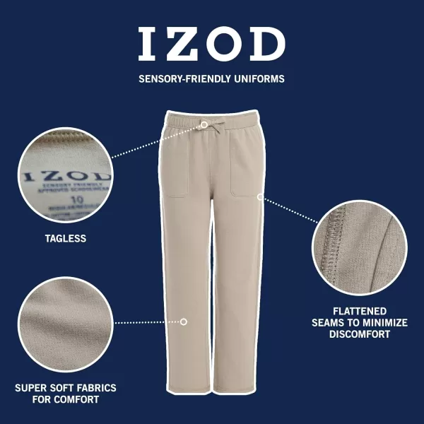 IZOD Boys' School Uniform Sensory-Friendly Knit Pant, Soft Fabric with Elastic Waist, Tagless, Flattened Seams &amp; Pockets