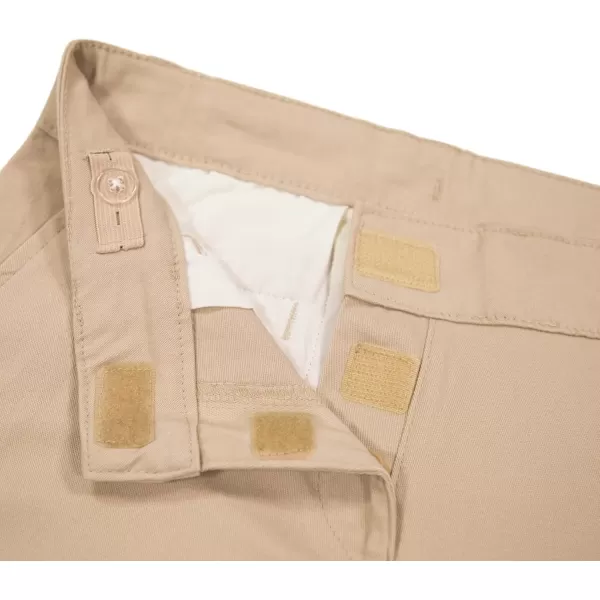 IZOD Girls' School Uniform Adaptive Chino Pants, Adjustable Waistband &amp; Faux Buttons, Velcro Closure