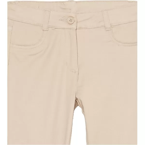 IZOD Girls' School Uniform Adaptive Chino Pants, Adjustable Waistband &amp; Faux Buttons, Velcro Closure