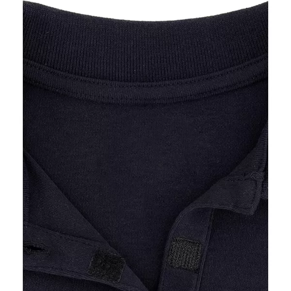 IZOD Girls' School Uniform Adaptive Long Sleeve Polo Shirt, Velcro Closure &amp; Faux Buttons, Comfortable Interlock Fabric