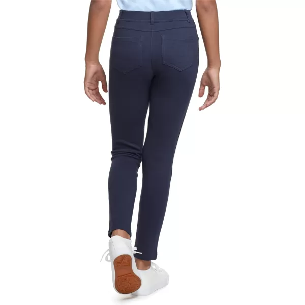 IZOD Girls' School Uniform Skinny Leg Jegging, Flat Front Style with Faux Button, Functional Back Pockets