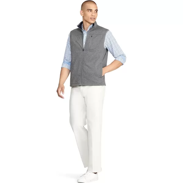 IZOD Men's Advantage Performance Full Zip Sweater Fleece Vest, Light Grey Heather, Medium