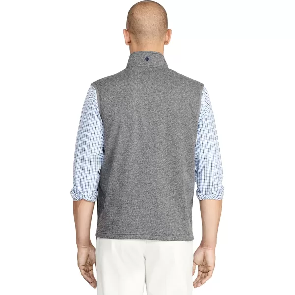 IZOD Men's Advantage Performance Full Zip Sweater Fleece Vest, Light Grey Heather, Medium