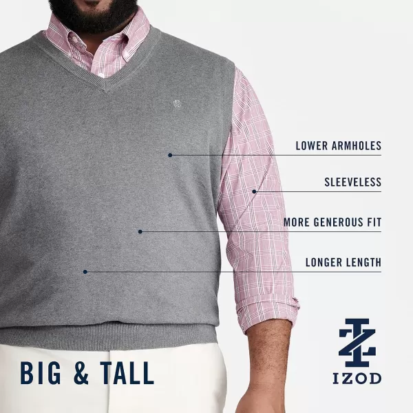 IZOD Men's Big and Tall Premium Essentials Solid V-Neck 12 Gauge Vest Pullover