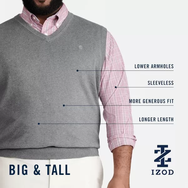 IZOD Men's Big and Tall Premium Essentials Solid V-Neck 12 Gauge Vest Pullover