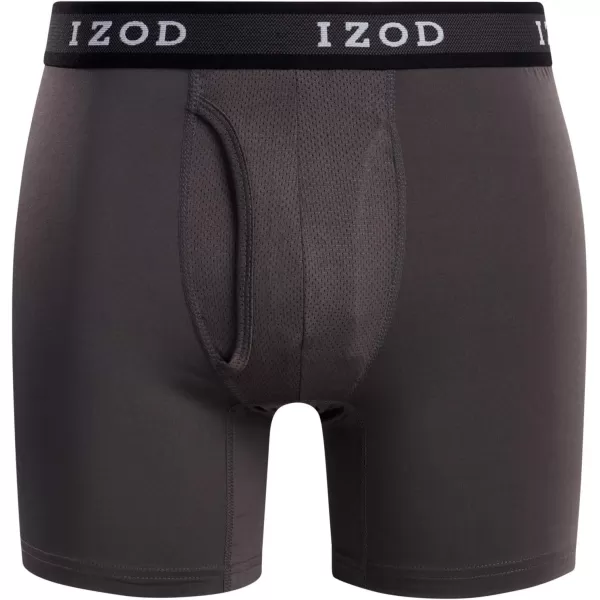 IZOD Men's Boxer Brief – 10 Pack Performance Boxers for Men with Mesh Functional Fly - Soft Stretch Boxers for Men 