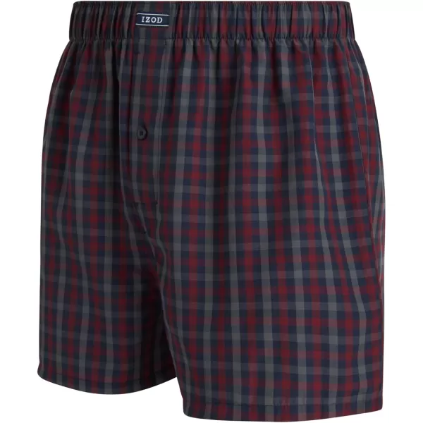 IZOD Men's Boxer Shorts - 4 Pack Loose Fit Mens Underwear Boxers with Button Fly - Classic Woven Boxers for Men 