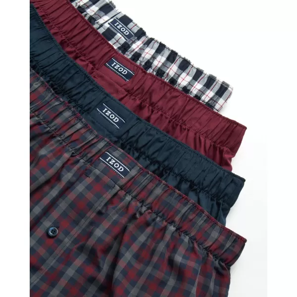 IZOD Men's Boxer Shorts - 4 Pack Loose Fit Mens Underwear Boxers with Button Fly - Classic Woven Boxers for Men 