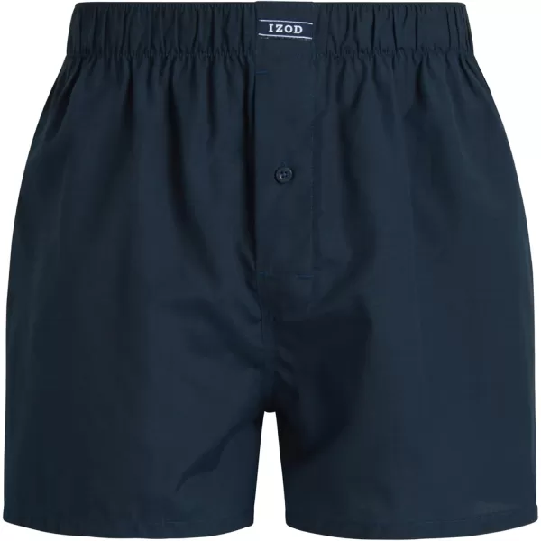 IZOD Men's Boxer Shorts - 4 Pack Loose Fit Mens Underwear Boxers with Button Fly - Classic Woven Boxers for Men 