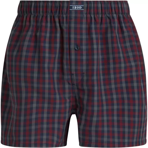 IZOD Men's Boxer Shorts - 4 Pack Loose Fit Mens Underwear Boxers with Button Fly - Classic Woven Boxers for Men 