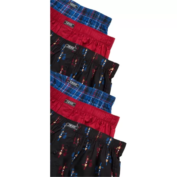 IZOD Men's Boxer Shorts - 6 Pack Loose Fit Mens Cotton Woven Underwear Boxers - Soft Breathable Boxers for Men 