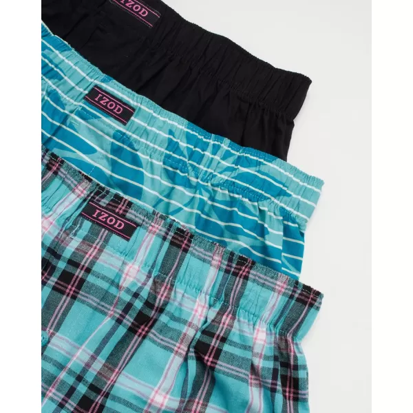 IZOD Men's Boxer Shorts – 3 Pack Lightweight Cotton Boxers with Functional Fly Pouch- Soft Breathable Boxers for Men 