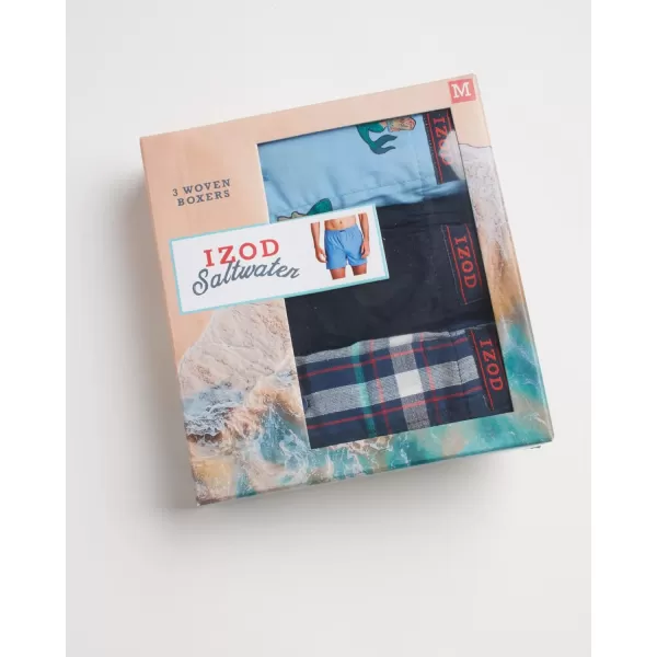 IZOD Men's Boxer Shorts – 3 Pack Lightweight Cotton Boxers with Functional Fly Pouch- Soft Breathable Boxers for Men 