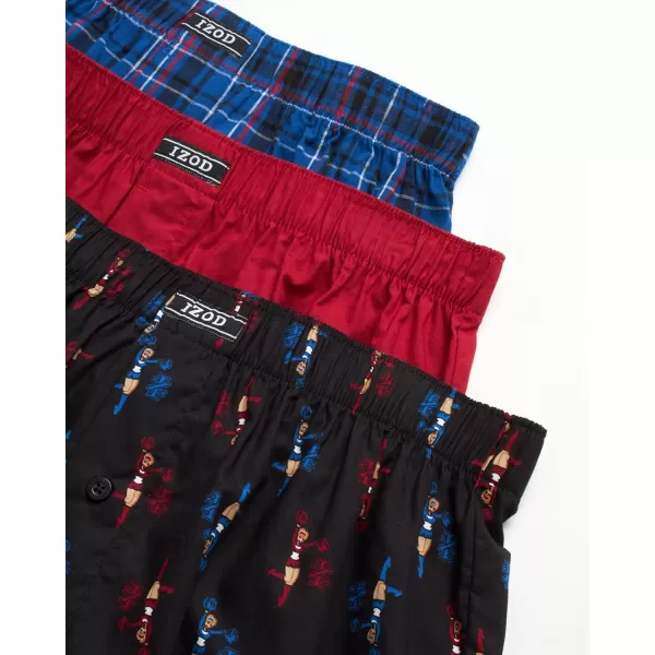IZOD Men's Boxer Shorts – 3 Pack Lightweight Cotton Boxers with Functional Fly Pouch- Soft Breathable Boxers for Men 