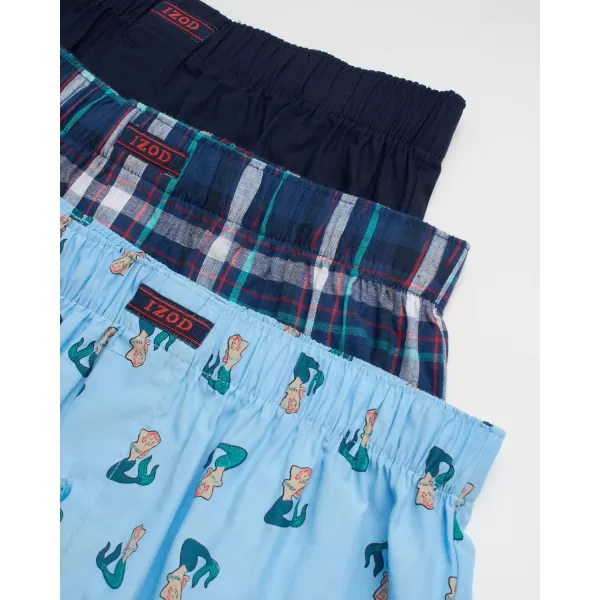 IZOD Men's Boxer Shorts – 3 Pack Lightweight Cotton Boxers with Functional Fly Pouch- Soft Breathable Boxers for Men 