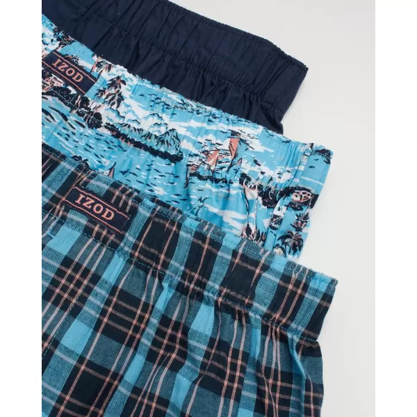 IZOD Men's Boxer Shorts – 3 Pack Lightweight Cotton Boxers with Functional Fly Pouch- Soft Breathable Boxers for Men 
