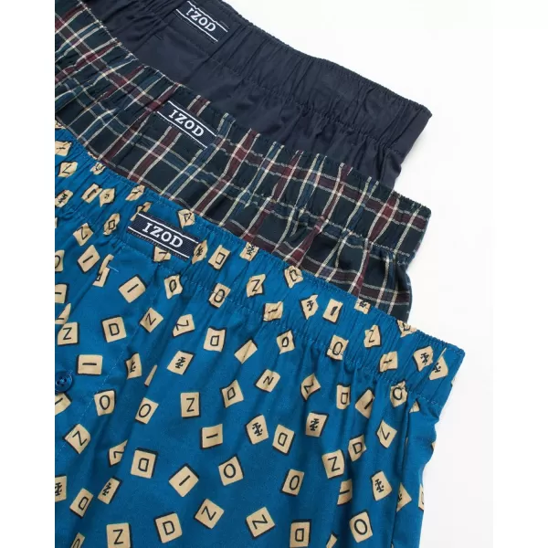 IZOD Men's Boxer Shorts – 3 Pack Lightweight Cotton Boxers with Functional Fly Pouch- Soft Breathable Boxers for Men 