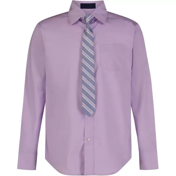 IZOD Boys' Little Long Sleeve Button-Down Collared Dress Shirt with Tie and Chest Pocket