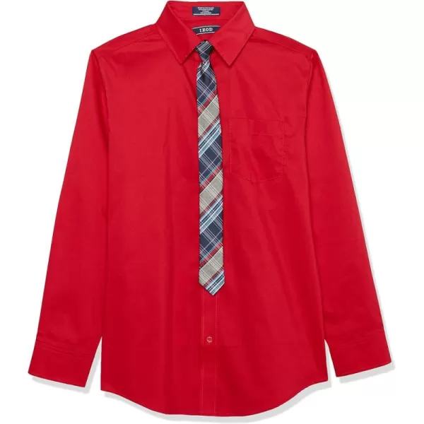 IZOD Boys' Little Long Sleeve Button-Down Collared Dress Shirt with Tie and Chest Pocket