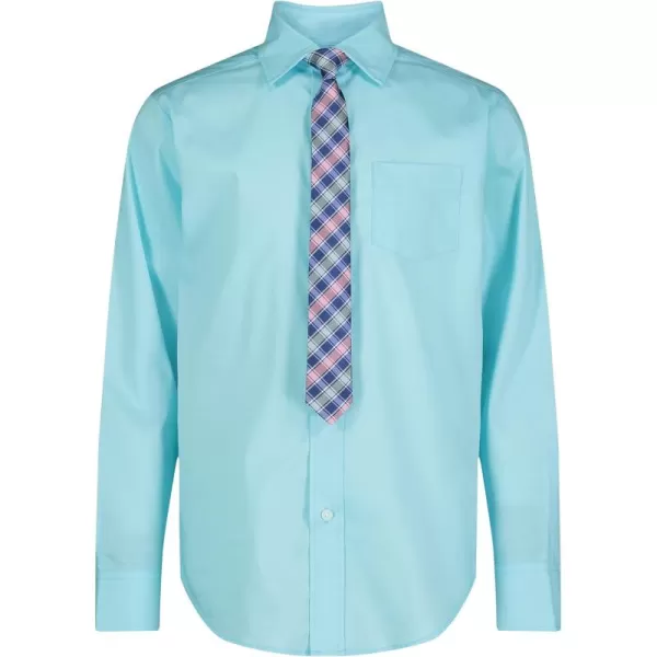 IZOD Boys' Little Long Sleeve Button-Down Collared Dress Shirt with Tie and Chest Pocket
