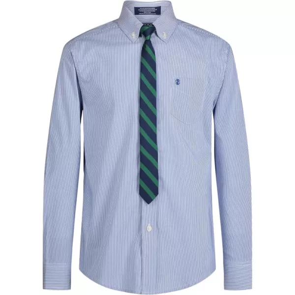 IZOD Boys' Little Long Sleeve Button-Down Collared Dress Shirt with Tie and Chest Pocket