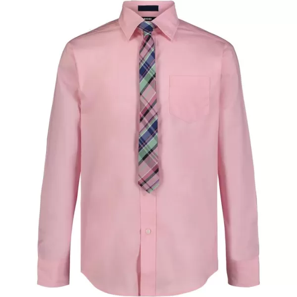 IZOD Boys' Little Long Sleeve Button-Down Collared Dress Shirt with Tie and Chest Pocket