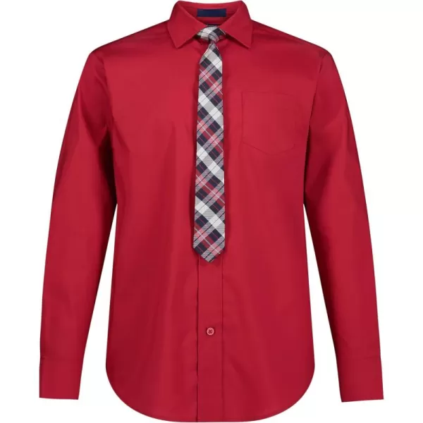 IZOD Boys' Little Long Sleeve Button-Down Collared Dress Shirt with Tie and Chest Pocket