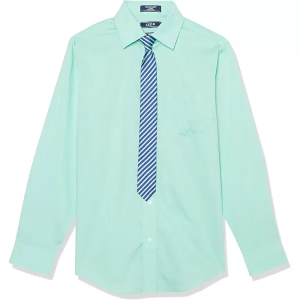 IZOD Boys' Little Long Sleeve Button-Down Collared Dress Shirt with Tie and Chest Pocket