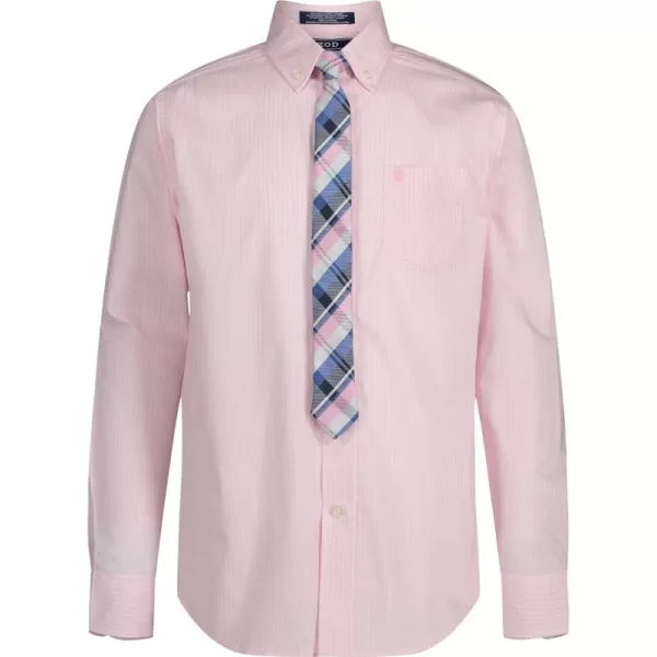 IZOD Boys' Little Long Sleeve Button-Down Collared Dress Shirt with Tie and Chest Pocket
