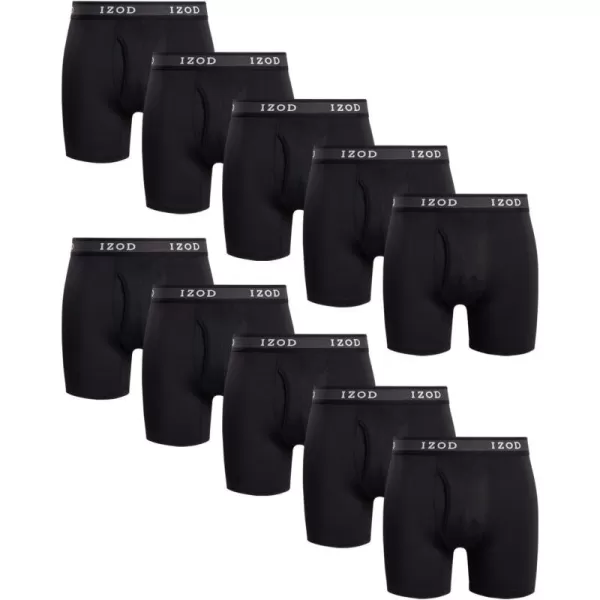IZOD Men's Boxer Brief – 10 Pack Performance Boxers for Men with Mesh Functional Fly - Soft Stretch Boxers for Men 