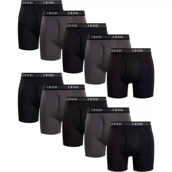 IZOD Men's Boxer Brief – 10 Pack Performance Boxers for Men with Mesh Functional Fly - Soft Stretch Boxers for Men 
