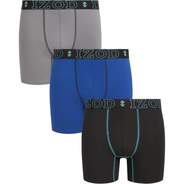 IZOD Men's Boxer Briefs - 3 Pack Soft Stretch Performance Boxers for Men with Comfort Pouch - Casual Boxers for Men 
