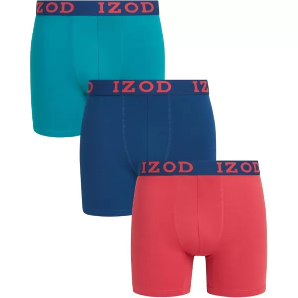IZOD Men's Boxer Briefs - 3 Pack Soft Stretch Performance Boxers for Men with Comfort Pouch - Casual Boxers for Men 