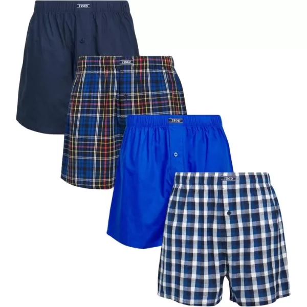 IZOD Men's Boxer Shorts - 4 Pack Loose Fit Mens Underwear Boxers with Button Fly - Classic Woven Boxers for Men 