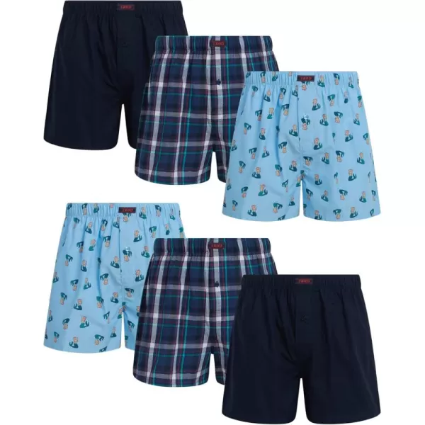 IZOD Men's Boxer Shorts - 6 Pack Loose Fit Mens Cotton Woven Underwear Boxers - Soft Breathable Boxers for Men 