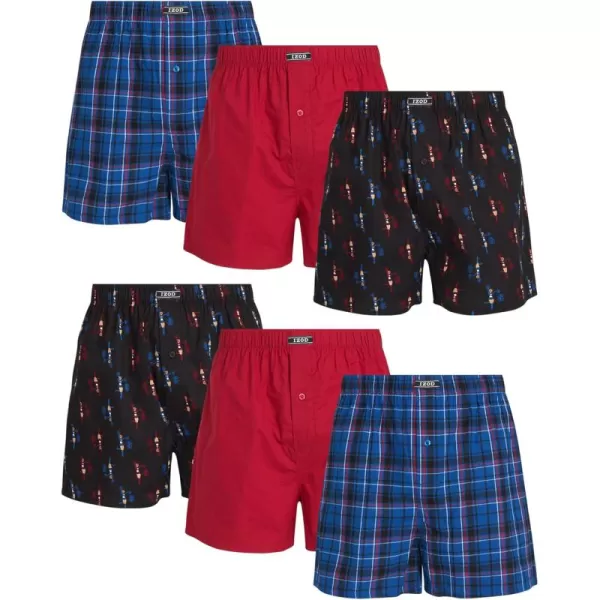 IZOD Men's Boxer Shorts - 6 Pack Loose Fit Mens Cotton Woven Underwear Boxers - Soft Breathable Boxers for Men 
