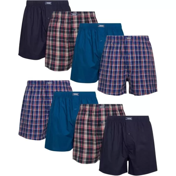 IZOD Men's Boxer Shorts - 8 Pack Loose Fit Mens Underwear Boxers with Button Fly - Classic Woven Boxers for Men 