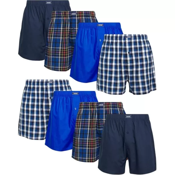 IZOD Men's Boxer Shorts - 8 Pack Loose Fit Mens Underwear Boxers with Button Fly - Classic Woven Boxers for Men 