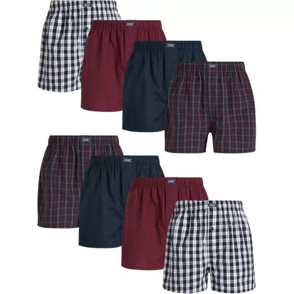 IZOD Men's Boxer Shorts - 8 Pack Loose Fit Mens Underwear Boxers with Button Fly - Classic Woven Boxers for Men 