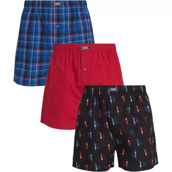 IZOD Men's Boxer Shorts – 3 Pack Lightweight Cotton Boxers with Functional Fly Pouch- Soft Breathable Boxers for Men 