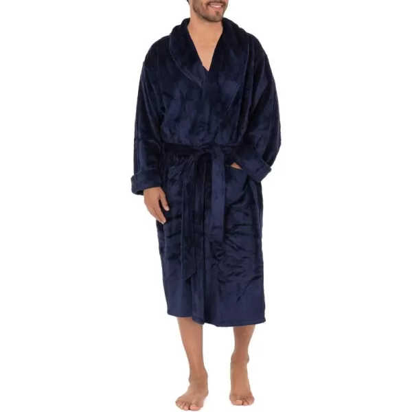 IZOD mens Comfort-soft Fleece Robe - Twill Stripe