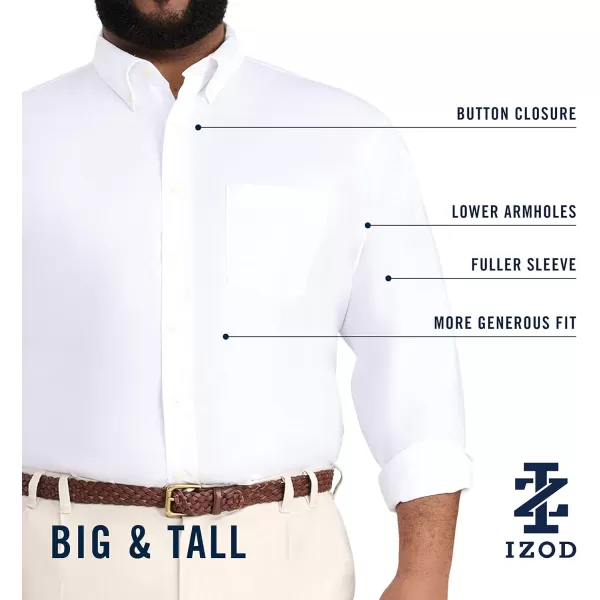 IZOD Men's Big and Tall Button Down Long Sleeve Stretch Performance Solid Shirt