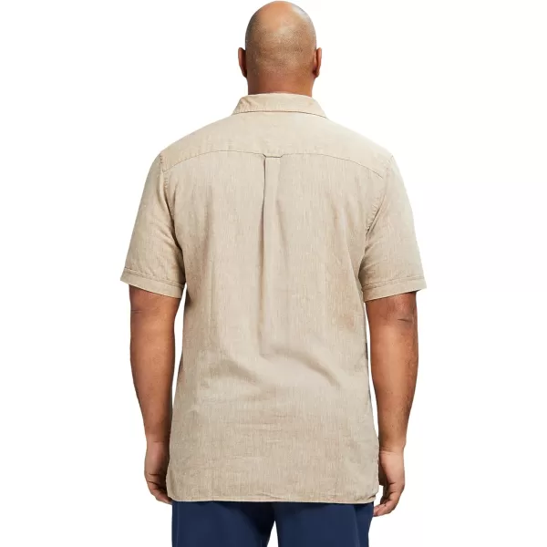 IZOD Men's Big and Tall Linen Button Down Short Sleeve Shirt