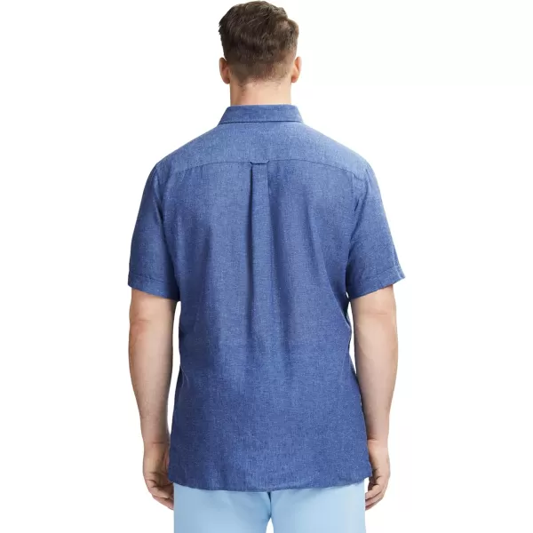 IZOD Men's Big and Tall Linen Button Down Short Sleeve Shirt