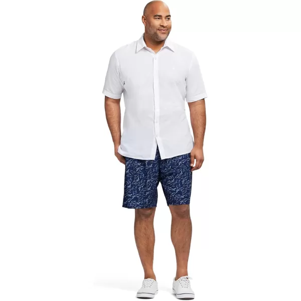 IZOD Men's Big and Tall Linen Button Down Short Sleeve Shirt