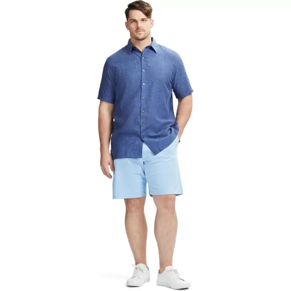 IZOD Men's Big and Tall Linen Button Down Short Sleeve Shirt